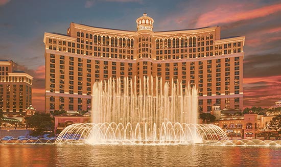 The Bellagio Las Vegas property and fountains.