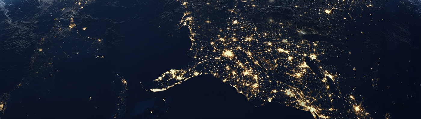 Map of Europe at night.