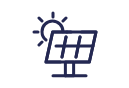 Sun and solar panel (icon)